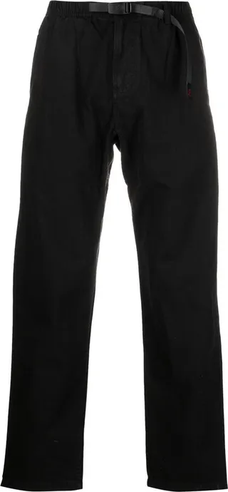 Belted-Waist Straight-Leg Trousers