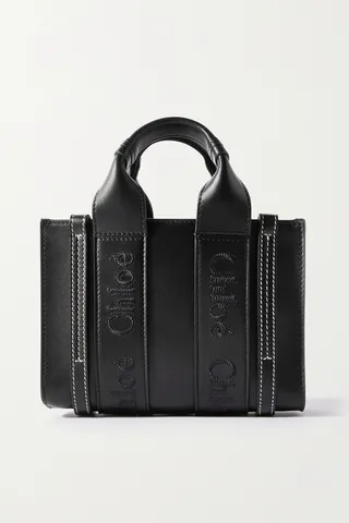 Chloé - + Net Sustain Woody Mini Embroidered Leather Tote - Black