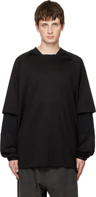Y's Black Vintage Football Long Sleeve T-Shirt