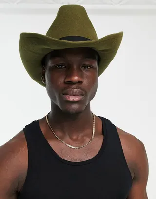 ASOS DESIGN structured cowboy hat in khaki