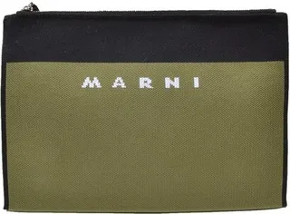 Marni Logo Embroidered Zipped Clutch Bag