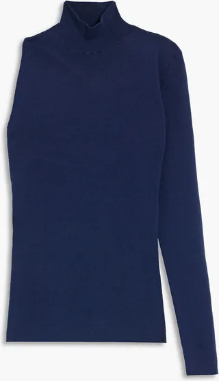 Nili one-sleeve merino wool-blend turtleneck top