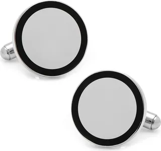 Engravable Etched Round Cuff Links