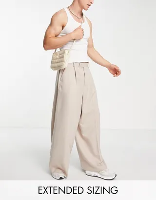 ASOS DESIGN extreme wide leg dressy pants in stone