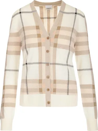 Burberry Ramana Checked V-Neck Cardigan