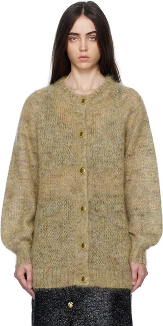 GANNI Khaki Brushed Cardigan