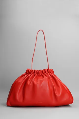 Scrunch Clutch Shoulder Bag In Red Leather