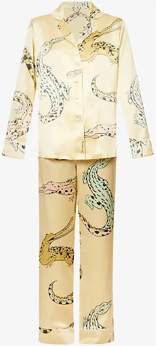 Womens Emperor Lila Crocodile-pattern ilk-satin Pyjamas