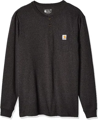 Carhartt Men's Loose Fit Heavyweight Long-Sleeve Pocket Henley T-Shirt (Carbon Heather) Men's T Shirt