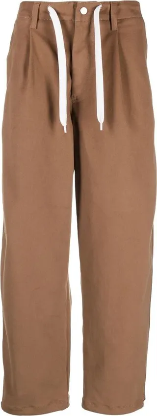Drawstring-Waist Straight-Leg Trousers