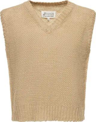 Hemp knit V-neck vest