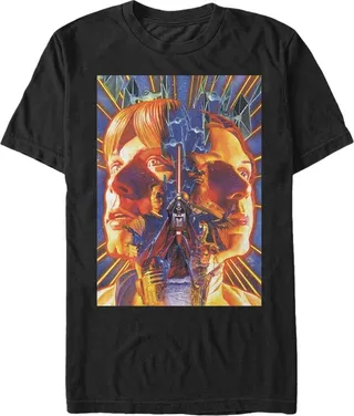 Men's Star Wars Luke and Leia Face Off T-Shirt - Black - Medium