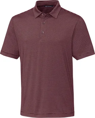Cutter & Buck Forge Pencil Stripe Stretch Mens Big and Tall Polo Shirt - Bordeaux - 3X Large Tall