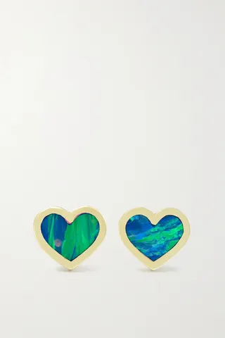 Jennifer Meyer - Extra Small Heart 18-karat Gold Opal Earrings - One size