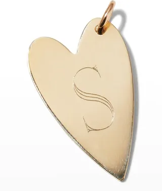 Melange 14K Gold Brie Asymmetrical Initial Heart Charm