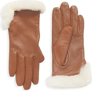 Shearling-Trimmed Leather Gloves