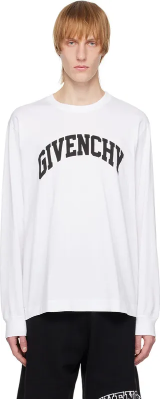 Givenchy White College Long Sleeve T-Shirt