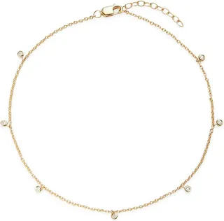 14K Yellow Gold & 0.1 TCW Diamond Anklet