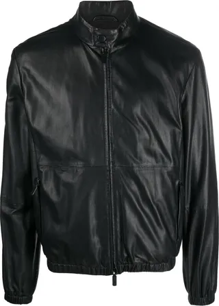 Perforated Leather Bomber Jacket