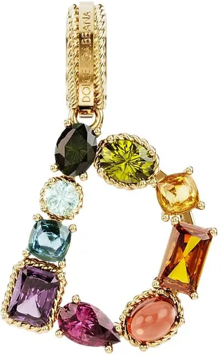 Rainbow Alphabet 18K Yellow Gold & Multi Gemstone Initial D Charm