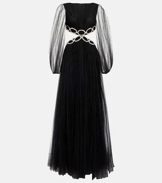 Embellished cutout tulle gown
