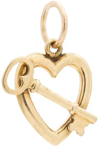 Vintage 14K Yellow Gold Heart & Key Charm