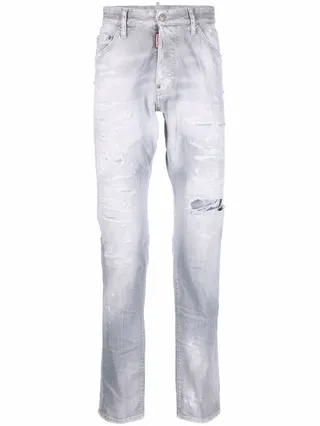 Mid-Rise Distressed Jeans
