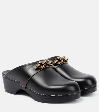 Le Maillon embellished leather clogs