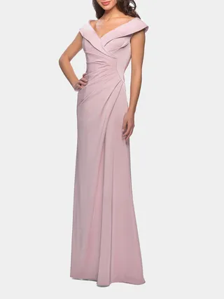 Ruched Satin Floor Length Gown