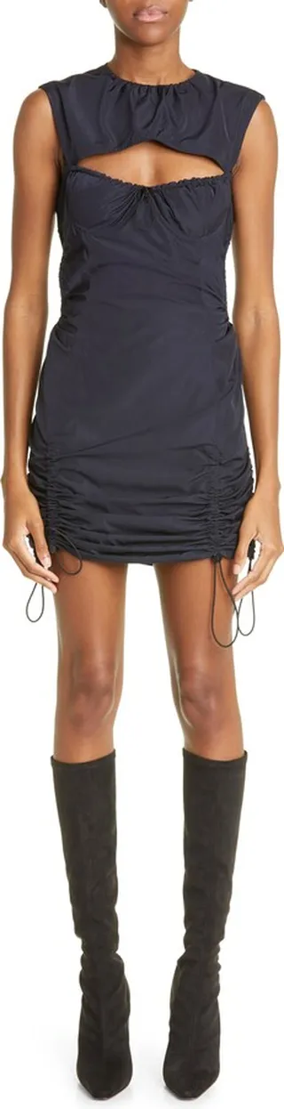 Techno Ruched Cutout Minidress