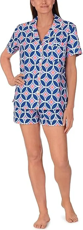Bedhead PJs Trina Turk x Bedhead Short Sleeve Shorty Set (Geo Flower) Women's Pajama Sets