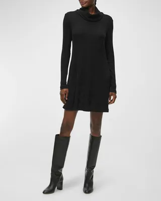 Hallie Rib-Knit Turtleneck Dress