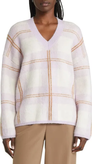 Colleen Plaid V-Neck Sweater