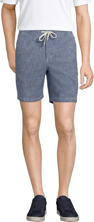 Lands' End Men's Big 7" Comfort-First Knockabout Pull On Deck Shorts - 3X Big - Blue Chambray