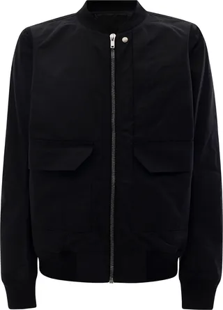 Black Bomber Jacket With Flap Pockets In Cotton Blend Man