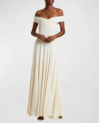 Bruna Off-Shoulder Crossover Gown