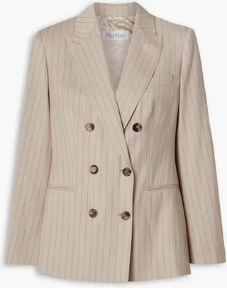 Zinco double-breasted pinstriped wool-twill blazer