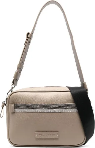Bead-Embellished Leather Shoulder Bag