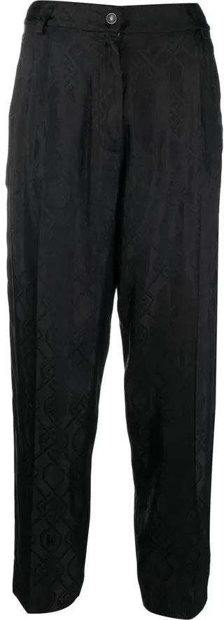 Geometric-Jacquard Cropped Trousers