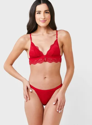 Lace Detail Bralette & Cheeky Brief Set