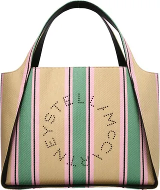 Stella McCartney Striped Logo Embellished Tote Bag