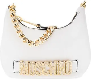 Moschino Logo Plaque Chain-Linked Shoulder Bag