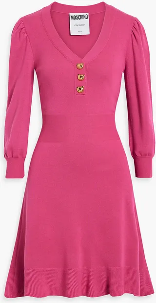 Embellished wool mini dress