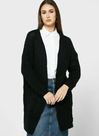 Waffle Knit Longline Cardigan