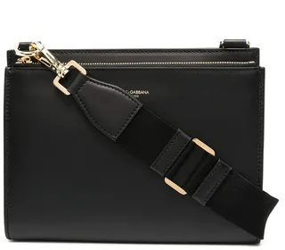 Double-Zip Leather Clutch Bag