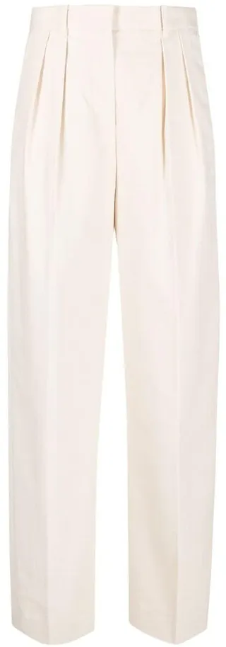 Box-Pleat Straight-Leg Trousers