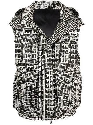 Monogram-Pattern Padded Sleeveless Jacket