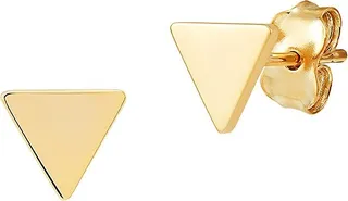 14K Yellow Gold Polished Flat Triangle Stud Earrings