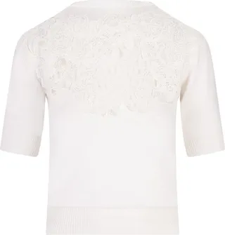White Cashmere Top With Neck Lace