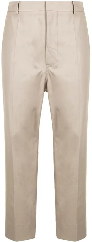 Cotton-Twill Cropped Cigarette Pants